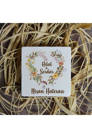 Nişan Hatırası 5x5cm Taş Magnet - dnts062