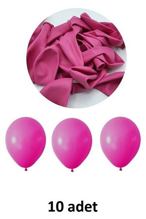 Fuşya Balon 12" - 30 cm Lateks Fuşya Renk Balon 10'lu Paket