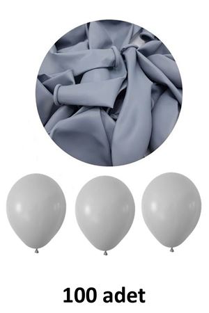 Gri Balon 12" - 30 cm Lateks Gri Renk Balon 100'lu Paket