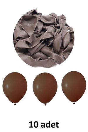 Kahverengi Balon 12" - 30 cm Lateks Kahverengi Renk Balon 10'lu Paket