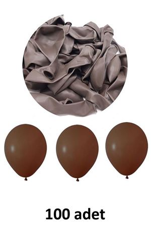 Kahverengi Balon 12" - 30 cm Lateks Kahverengi Renk Balon 100'lu Paket
