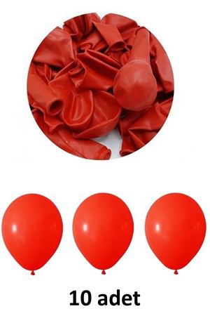 Kırmızı Balon 12" - 30 cm Lateks Kırmızı Renk Balon 10'lu Paket