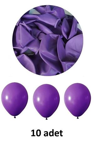 Mor Balon 12" - 30 cm Lateks Mor Renk Balon 10'lu Paket