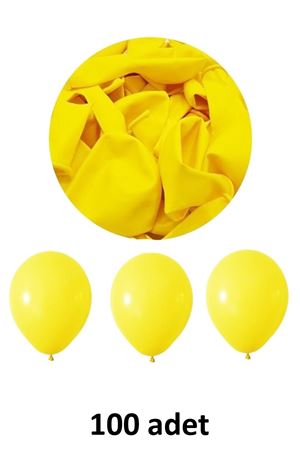 Sarı Balon 12" - 30 cm Lateks Sarı Renk Balon 100'lu Paket