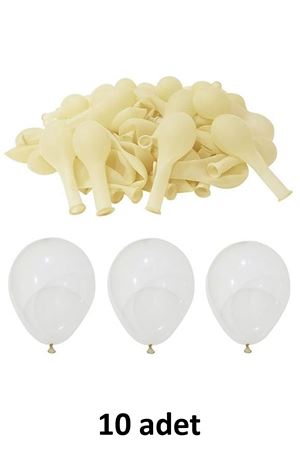Şeffaf Balon 12" - 30 cm Lateks Şeffaf Renk Balon 10'lu Paket