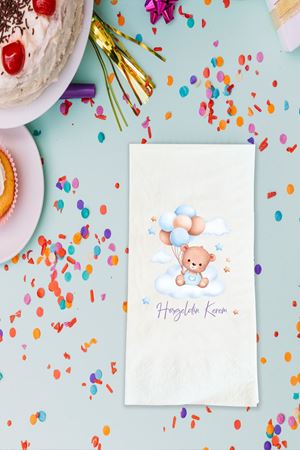 Bulut Üzerinde Balonlu Ayıcık Temalı Baskılı Peçete İsimli 20 Adet