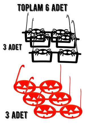 Halloween Gözlük 6 Adetli Paket Siyah Örümcekli ve Turuncu Balkabağı Plastik Gözlük 6 lı Paket