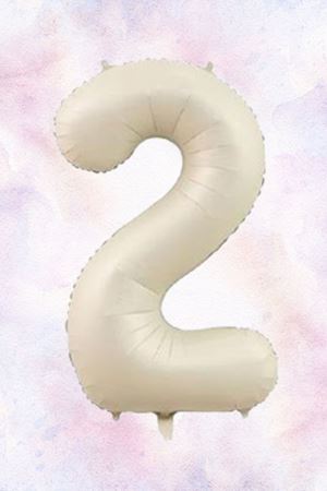 Retro Krem 2 Yaş Balonu Krem Rakam Folyo Balon 80cm