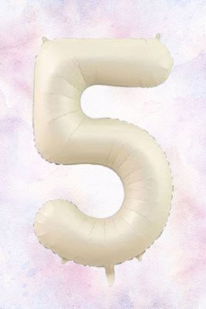 Retro Krem 5 Yaş Balonu Krem Rakam Folyo Balon 80cm