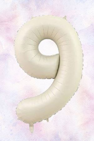 Retro Krem 9 Yaş Balonu Krem Rakam Folyo Balon 80cm