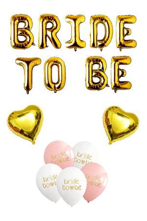 Gold Bride To Be Balon Seti Kalp Balonlu Bride Parti Balon Süsleme Seti