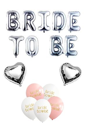 Gümüş Bride To Be Balon Seti Kalp Balonlu Bride Parti Balon Süsleme Seti