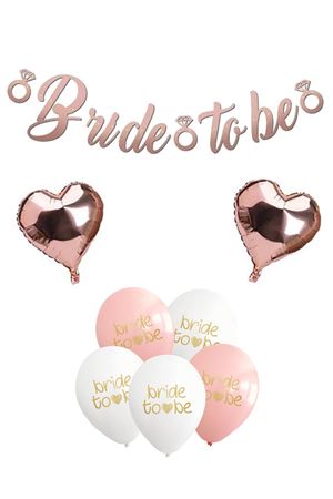 Rose Gold Kaligrafi Banner Bride To Be Kalp Balonlu Bride Parti Balon Süsleme Seti