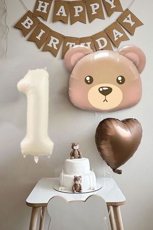 1 Yaş Doğum Günü Teddy Bear Ayı Temalı Doğum Günü Balon Seti