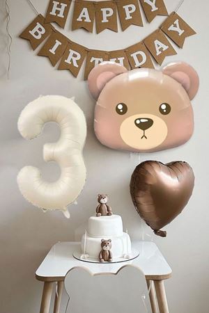 3 Yaş Doğum Günü Teddy Bear Ayı Temalı Doğum Günü Balon Seti