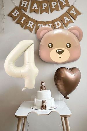 4 Yaş Doğum Günü Teddy Bear Ayı Temalı Doğum Günü Balon Seti