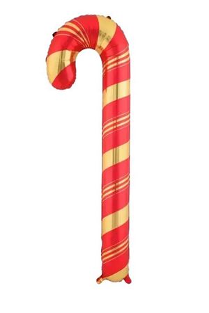 Baston Şeker Folyo Balon Kırmızı Gold Yılbaşı Balonu