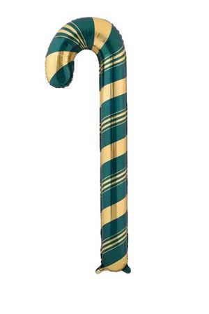 Baston Şeker Folyo Balon Yeşil Gold Yılbaşı Balonu