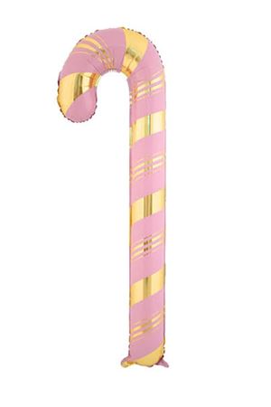 Baston Şeker Folyo Balon Pembe Gold Yılbaşı Balonu