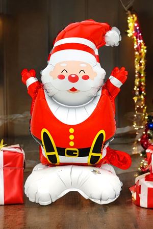 Ayaklı Küçük Oturan Noel Baba Balon Yılbaşı Balonu