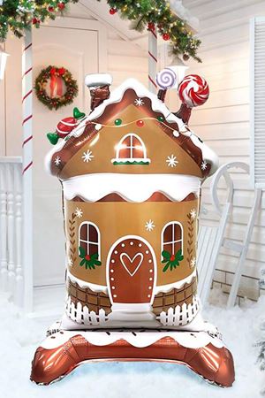 Ayaklı Kurabiye Evi Yılbaşı Balonu Ginger House Yılbaşı Süsleme Balonu