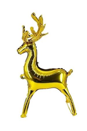Ayaklı Gold Geyik Folyo Balon Yılbaşı Balonu
