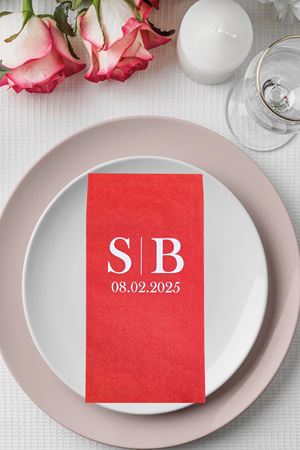 Kişiye Özel Baskılı Kırmızı Peçete İsim ve Tarih Baskılı İsimli Peçete 10 Adet