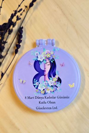 8 Mart Hediyesi Firmaya Özel Baskılı Makyaj Aynası Cep Aynası