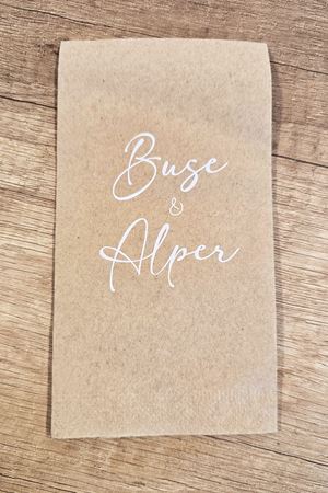 İsme Özel Baskılı Kraft Peçete Söz Nişan Düğün Peçetesi