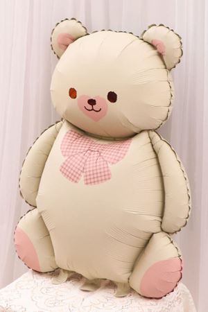 Retro Papyonlu Ayı Folyo Balon KREM Retro Büyük Ayı Balon KREM 90cm