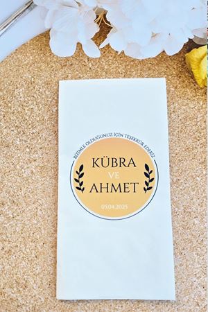 İsme Özel Baskılı Peçete Düğün Nişan Peçetesi Teşekkür Ederiz
