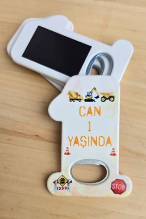 İnşaat Tema 1 Yaş Magnet Doğum Günü Hediyesi