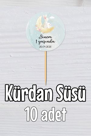 İsme Özel Kürdan Süsü - Anne Kız Tavşan Konsept 10 Adet