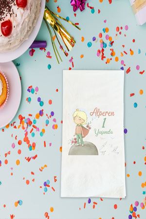 Küçük Prens Temalı Baskılı Peçete İsimli Doğum Günü Peçetesi 20 Adet