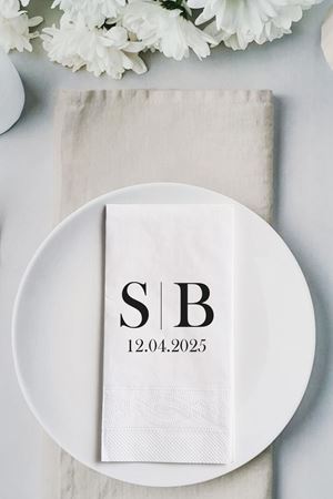 Baş Harfli Kişiye Özel Baskılı Söz Nişan Düğün Peçetesi