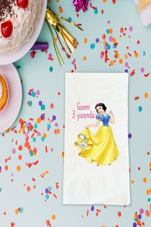 Prenses Tema Baskılı Peçete İsme Özel Doğum Günü Peçetesi 20 Adet