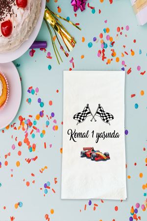 Yarış Tema Baskılı Peçete İsme Özel Doğum Günü Peçetesi 20 Adet