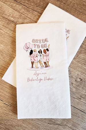 Bekarlığa Veda Bride Parti Baskılı Peçete İsme Özel Baskılı Peçete 20 Adet