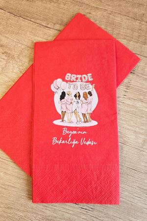 Bride To Be Partisi Peçetesi Bekarlığa Veda Süsleri İsme Özel Kırmızı Peçete 10 Adet