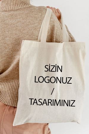 Baskılı Ham Bez Çanta Kişiye Özel Baskılı 33x40 cm