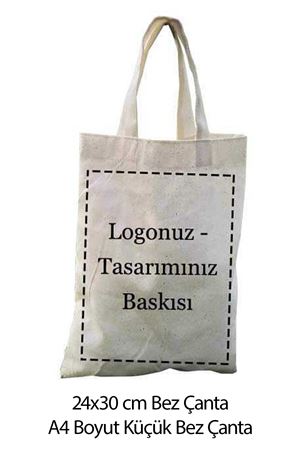 Baskılı Ham Bez Çanta Küçük Boy Kişiye Özel Baskılı 24x30 cm