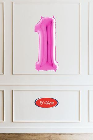 1 Yaş Pembe Balon 16 inç Pembe Rakam Balon