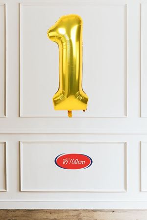 1 Yaş Gold Balon 16 inç Altın Rakam Balon