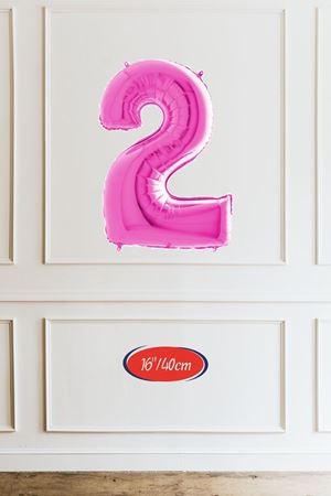 2 Yaş Pembe Balon 16 inç Pembe Rakam Balon