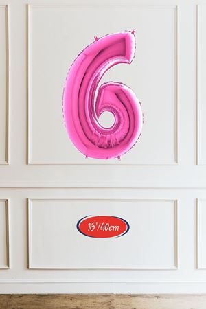 6 Yaş Pembe Balon 16 inç Pembe Rakam Balon