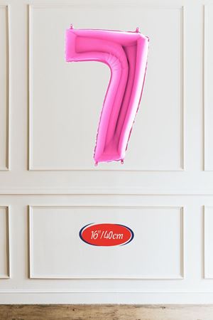 7 Yaş Pembe Balon 16 inç Pembe Rakam Balon