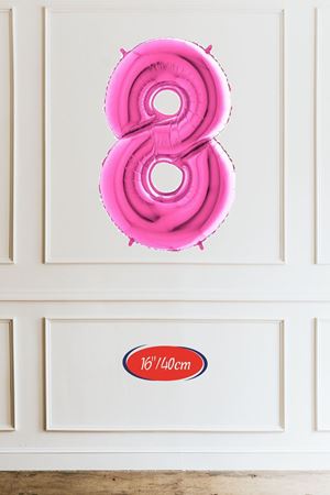 8 Yaş Pembe Balon 16 inç Pembe Rakam Balon