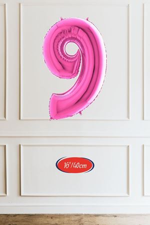 9 Yaş Pembe Balon 16 inç Pembe Rakam Balon