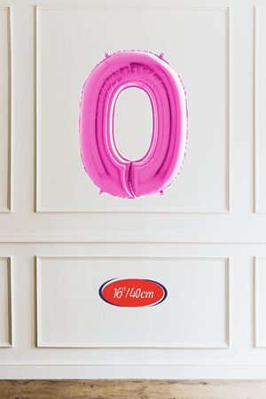 0 Pembe Balon 16 inç Pembe Sıfır Rakam Balon