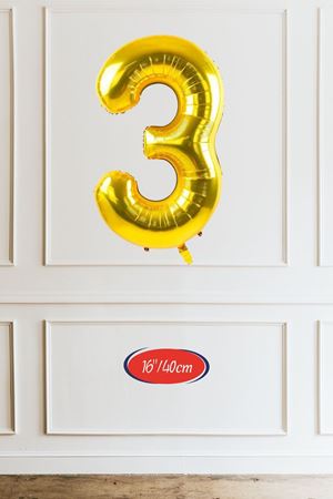 3 Yaş Gold Balon 16 inç Altın Rakam Balon